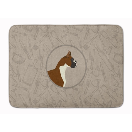 Carolines Treasures Boxer in the Kitchen Machine Washable Memory Foam Mat CK2173RUG